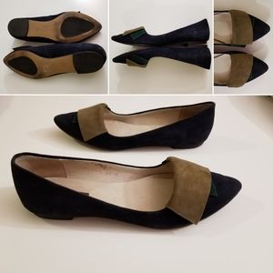All Black anthropologie navy suede flats pointed